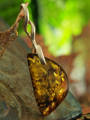 Amber Pendant in Sterling Silver